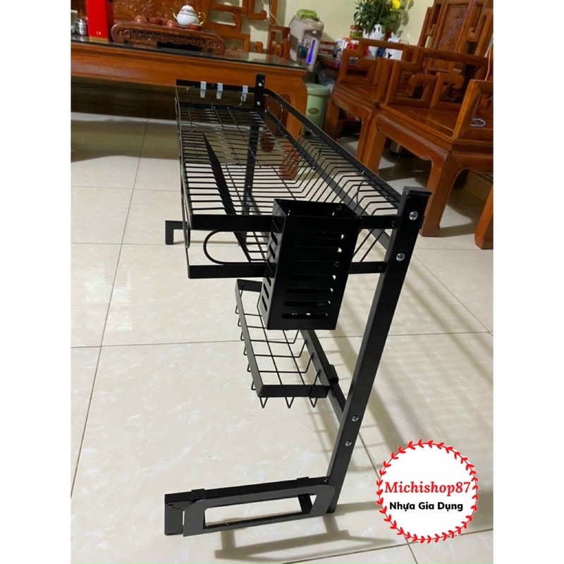 [Giá Hủy Diệt] Kệ Để Chén Bát Đa Năng Trên Bồn Rửa Bát, Giá Để Bát Đĩa Thông Minh 1,2 Tầng Sơn Đen Chống Han Gỉ