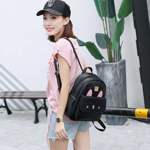 Balo Da Nữ Mềm Thời Trang, Balo Mini Nữ Tai Thỏ Điệu Đà Chất Da Simili