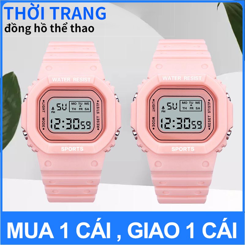 【Mua một tặng một】Đồng Hồ Điện Tử Nam Nữ Thể Thao, Mặt Chữ Nhật Cá Tính Chính Hãng