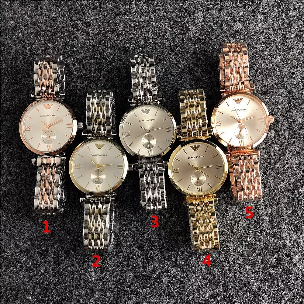 Đồng hồ đôi Armani Mặt Tròn Đính Đá Thời Trang Dành Cho Nam Và Nữ
