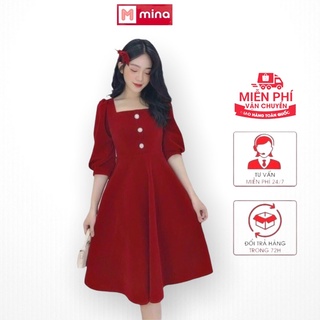 Đầm nữ đẹp tay lỡ thiết kế đơn giản siêu dễ thương đi chơi dạo phố