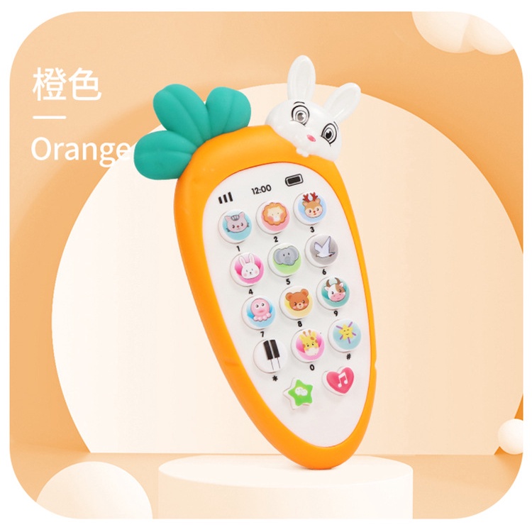 ( Mẫu mới - Kèm Pin AAA) -Mô hình Điện thoại đồ chơi cho bé, có nhạc và đèn( kèm vỏ silicon + dây đeo + 3 pin AAA)