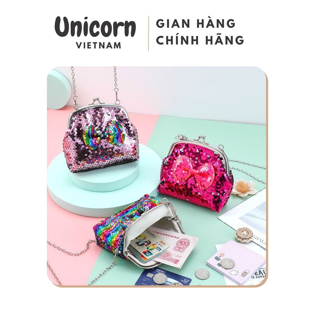 Túi ví nữ giá rẻ ví cầm tay lấp lánh cho bé Unicorn Vietnam