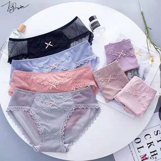 Quần lót đan nơ chéo viền ren