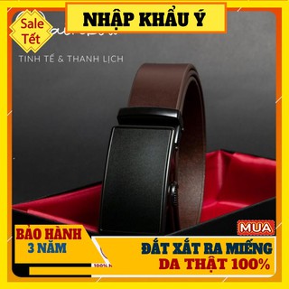 [ DA THẬT ] Thắt lưng nam/Thắt lưng da thật đẳng cấp quý ông phong trần dây khóa đen trơn lịch lãm Rainbow 012