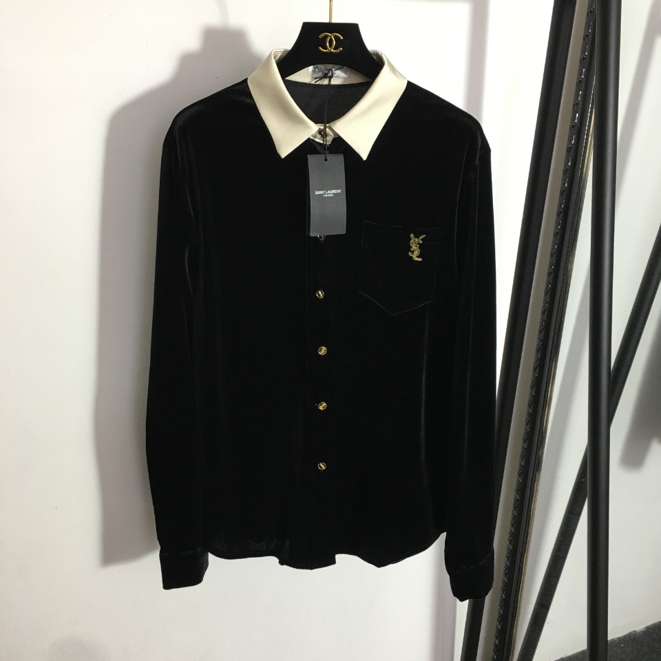 Áo sơ mi dài tay nữ thời trang cao cấp Yves Saint Laurent phong cahcs tối giản, thanh lịch