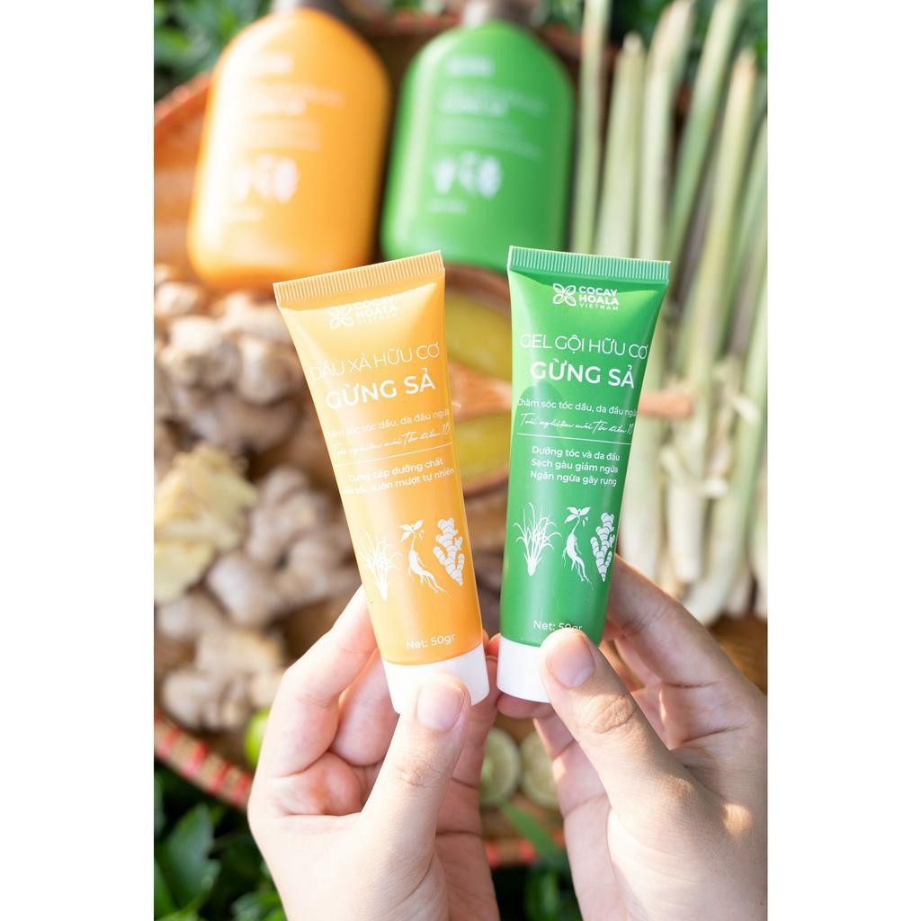 COMBO GỘI XẢ HỮU CƠ GỪNG SẢ _ CỎ CÂY HOA LÁ 50g - Hàng chính hãng Superbox Shop