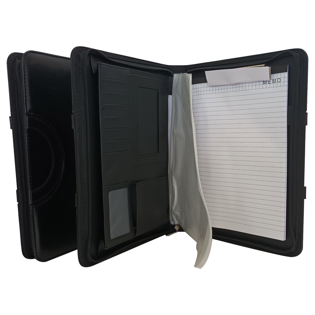 Cặp Đựng Tài Liệu Hồ Sơ Ipad giấy A4 Đa Năng Nhiều Ngăn màu đen kèm máy tính số