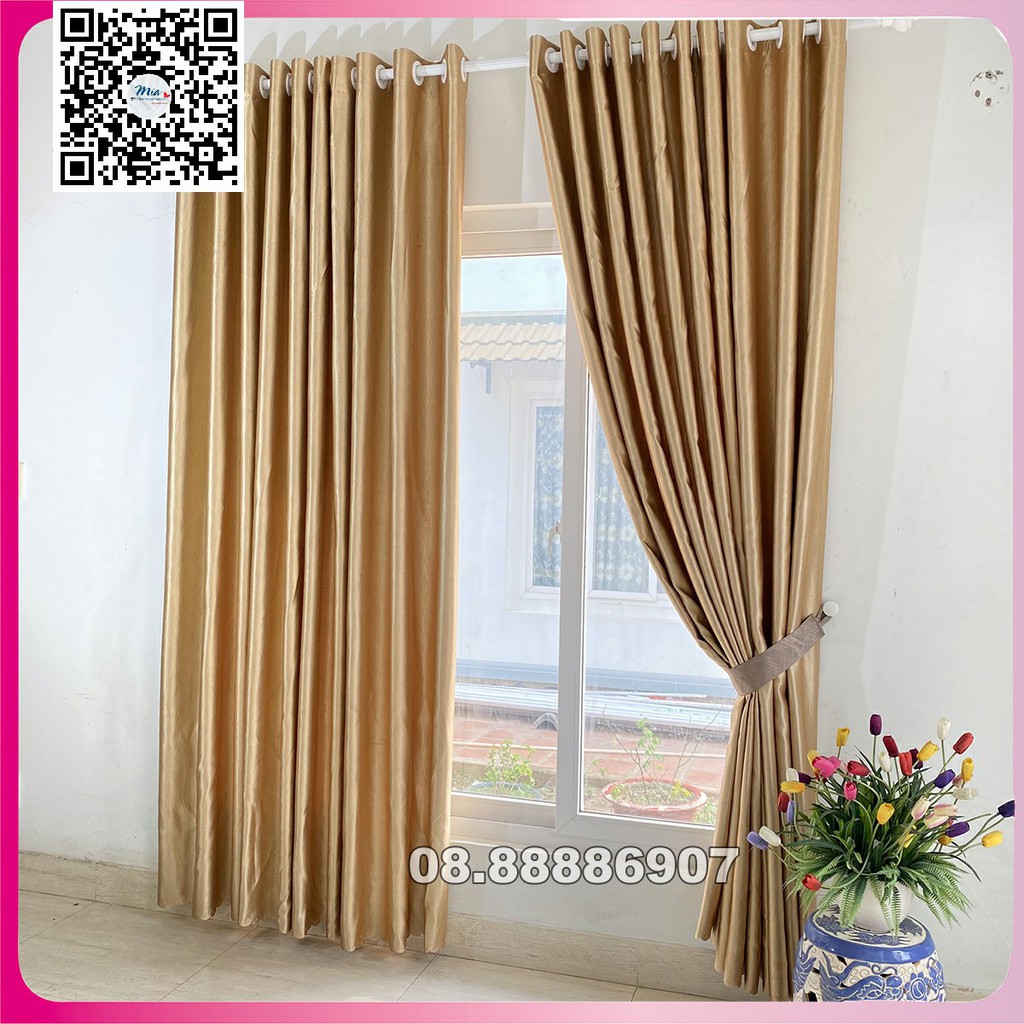 Rèm cửa màu vàng chống nắng, kích thước tùy chọn, sản xuất tại xưởng may rèm Mia, Mia curtains