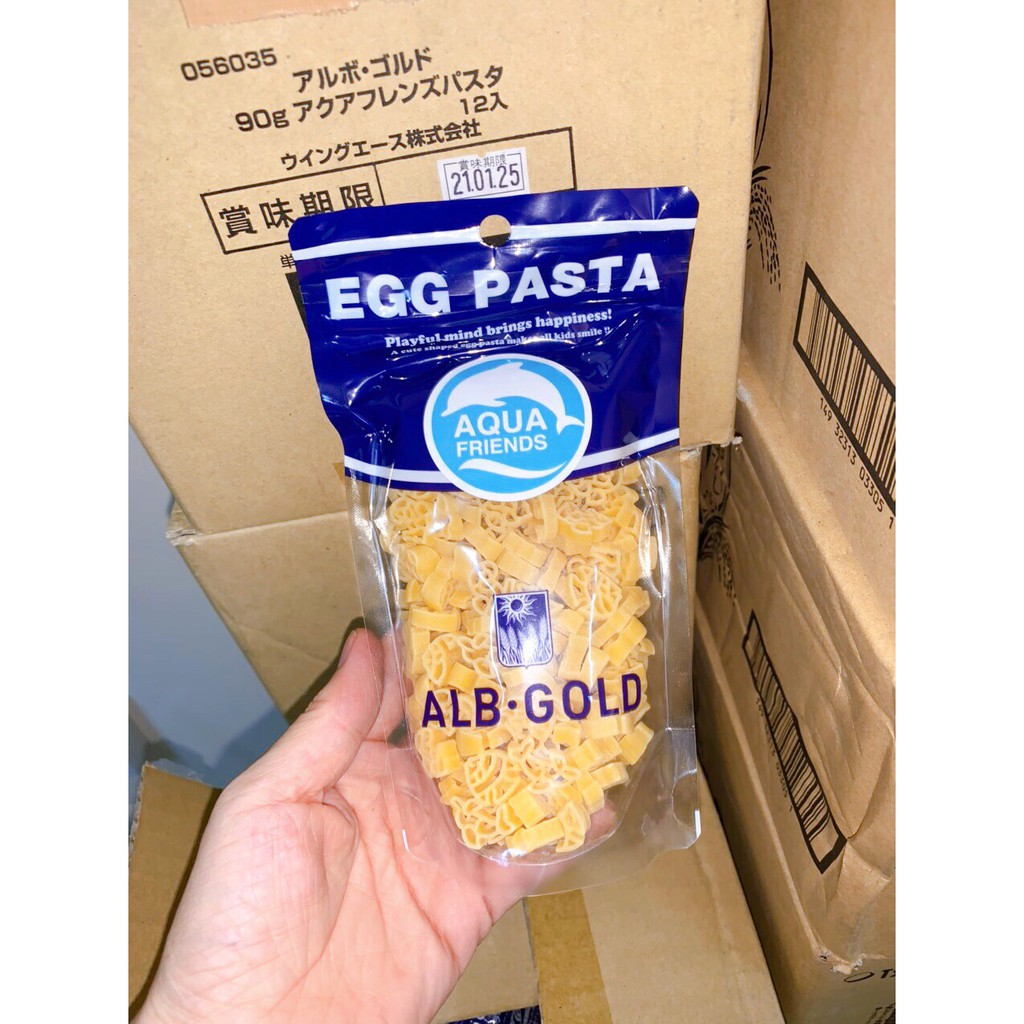 (DATE: 2023) Nui trứng Egg Pasta ALB Gold Nhật 90gr cho bé 7m+