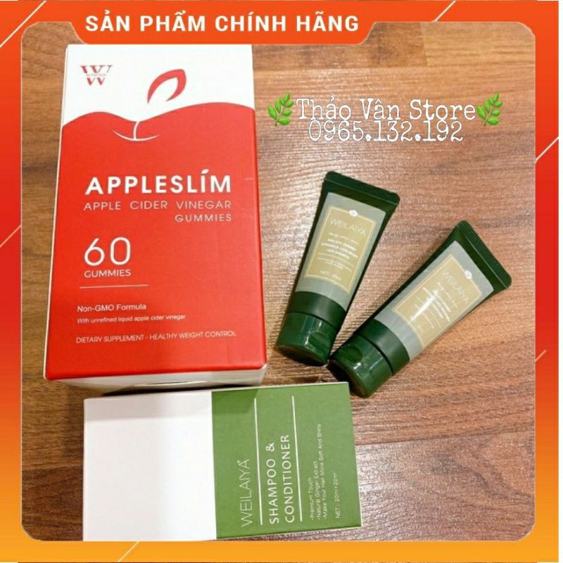 🌿[Tặng set mini Gội Xả] APPLESLIM 🍎 KẸO GIẤM TÁO HỖ TRỢ GIẢM CÂN, GIỮ DÁNG, ĐẸP DA🌿