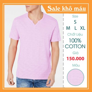 [FLASH SALES] Áo Thun Nam Cổ Tim Xẻ Màu Hồng Phấn 👕 FO76 SHOP👕