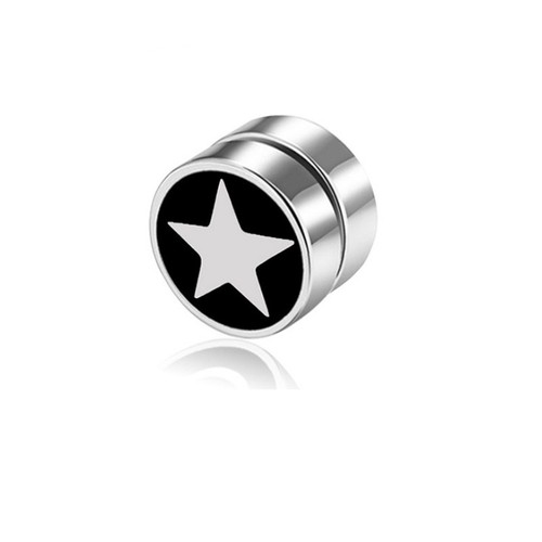 Bông Tai Nam Châm Ko Cần Bấm Lỗ Tai Hình Tròn Ngôi Sao Thép Titan Ko Rỉ TT 3621