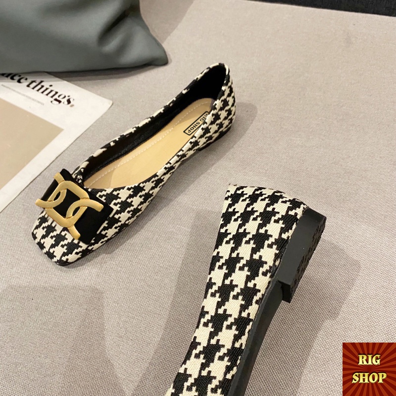 [TẶNG KẸP TÓC] GIÀY BÚP BÊ RIGSHOP ĐẾ BỆT CHẤT LIỆU VẢI DẠ TWEED - C15