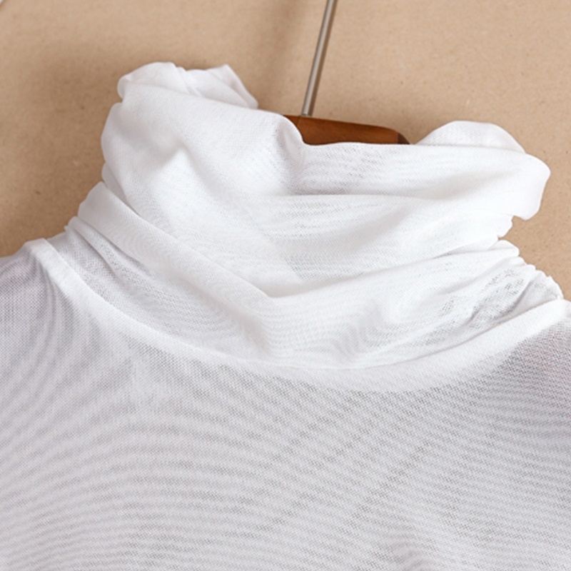 Han Áo Crop Top Lưới Nửa Cổ Rùa Màu Trơn Có Thể Tháo Rời Cho Nữ Nec