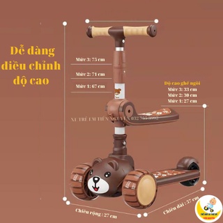 Xe Scooter Cho Bé Hình Gấu Bear Có Nhạc Và Đèn Phát Sáng.