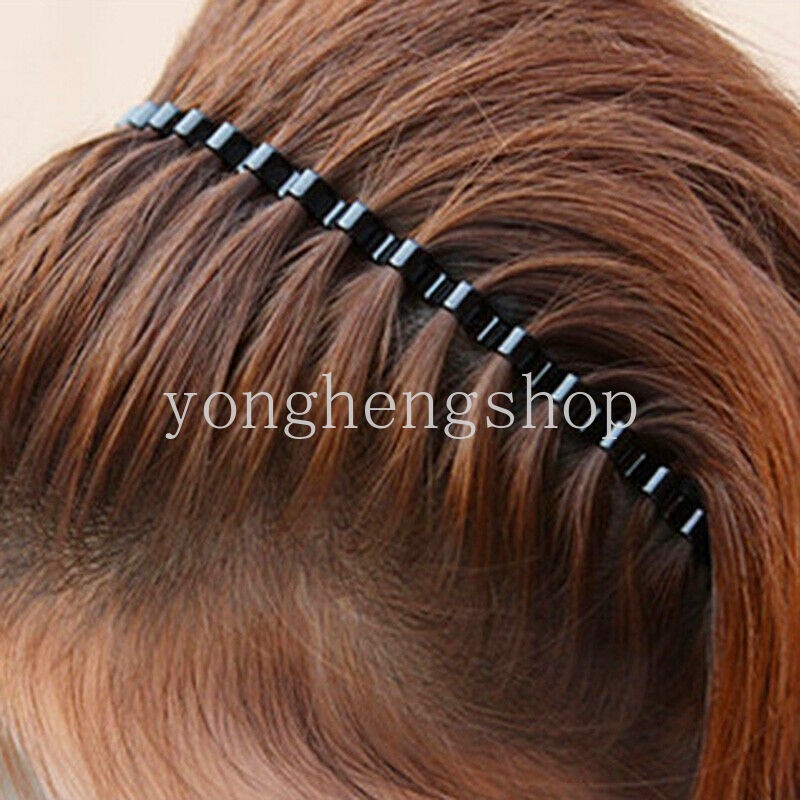 Băng đô cài tóc kiểu dáng lượn sóng màu đen thời trang cho nam và nữ