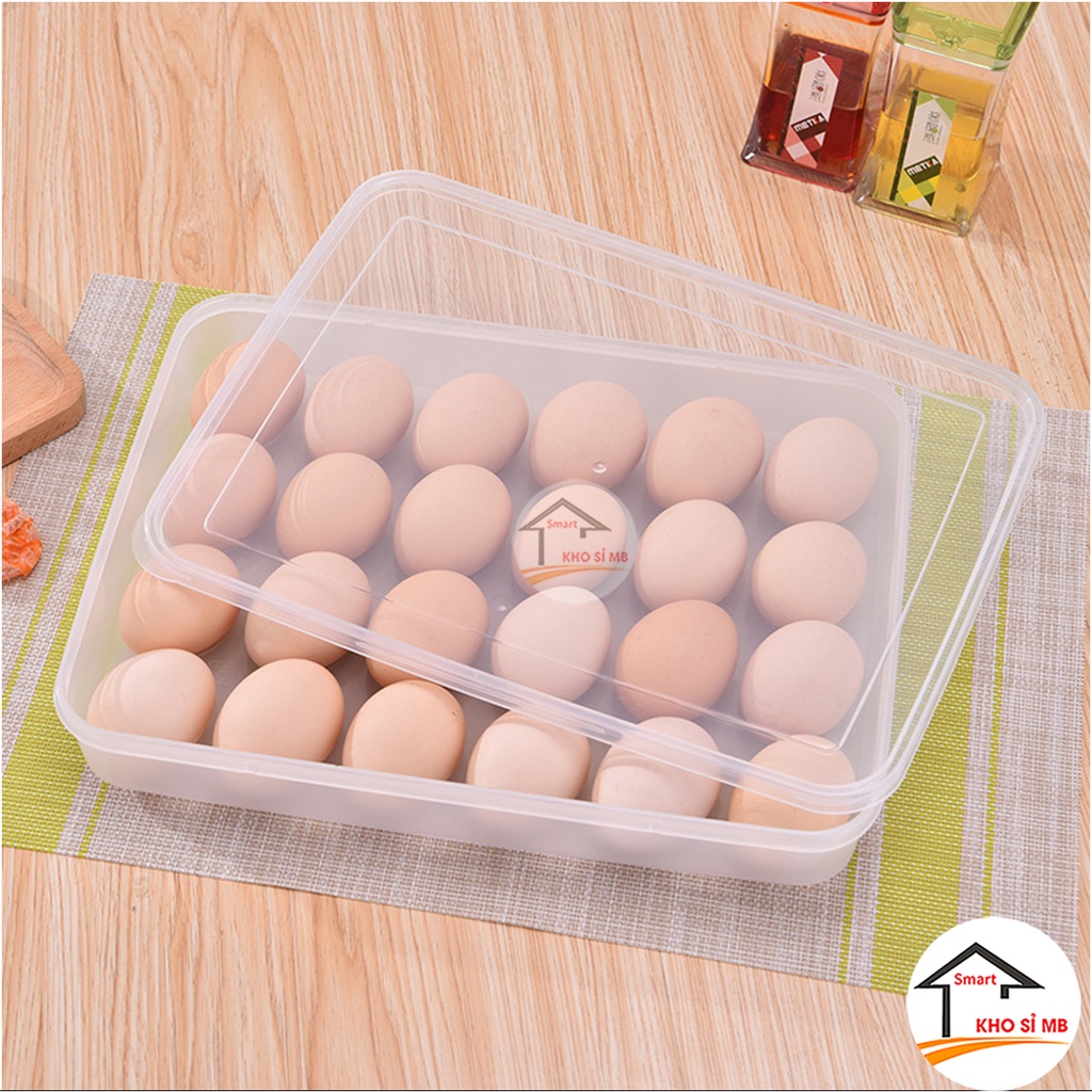 khay đựng trứng 24 quả, hộp đựng trứng tủ lạnh có nắp nhựa Việt Nhật-kho sỉ mb