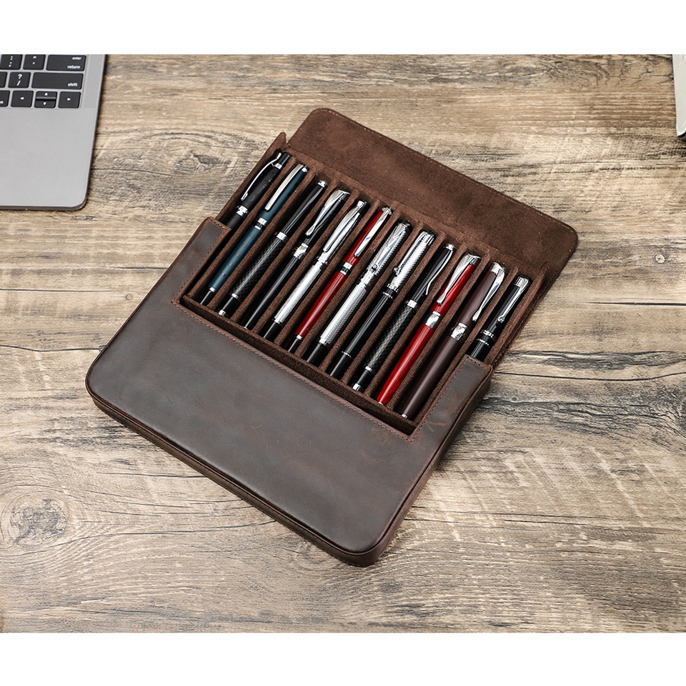 Túi Đựng Bút Bằng Da Thật Phong Cách Retro Cho Người Lớn