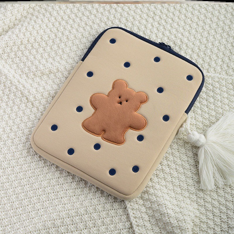 (Hàng Mới Về) Túi đựng laptop chống sốc dày lót lông họa tiết gấu chấm bi siêu yêu 2021 | BigBuy360 - bigbuy360.vn