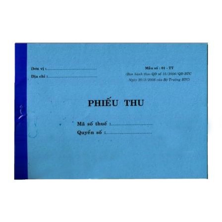 LỐC 10 CUỐN PHIẾU THU 3 LIÊN(MẪU NGẪU NHIÊN)