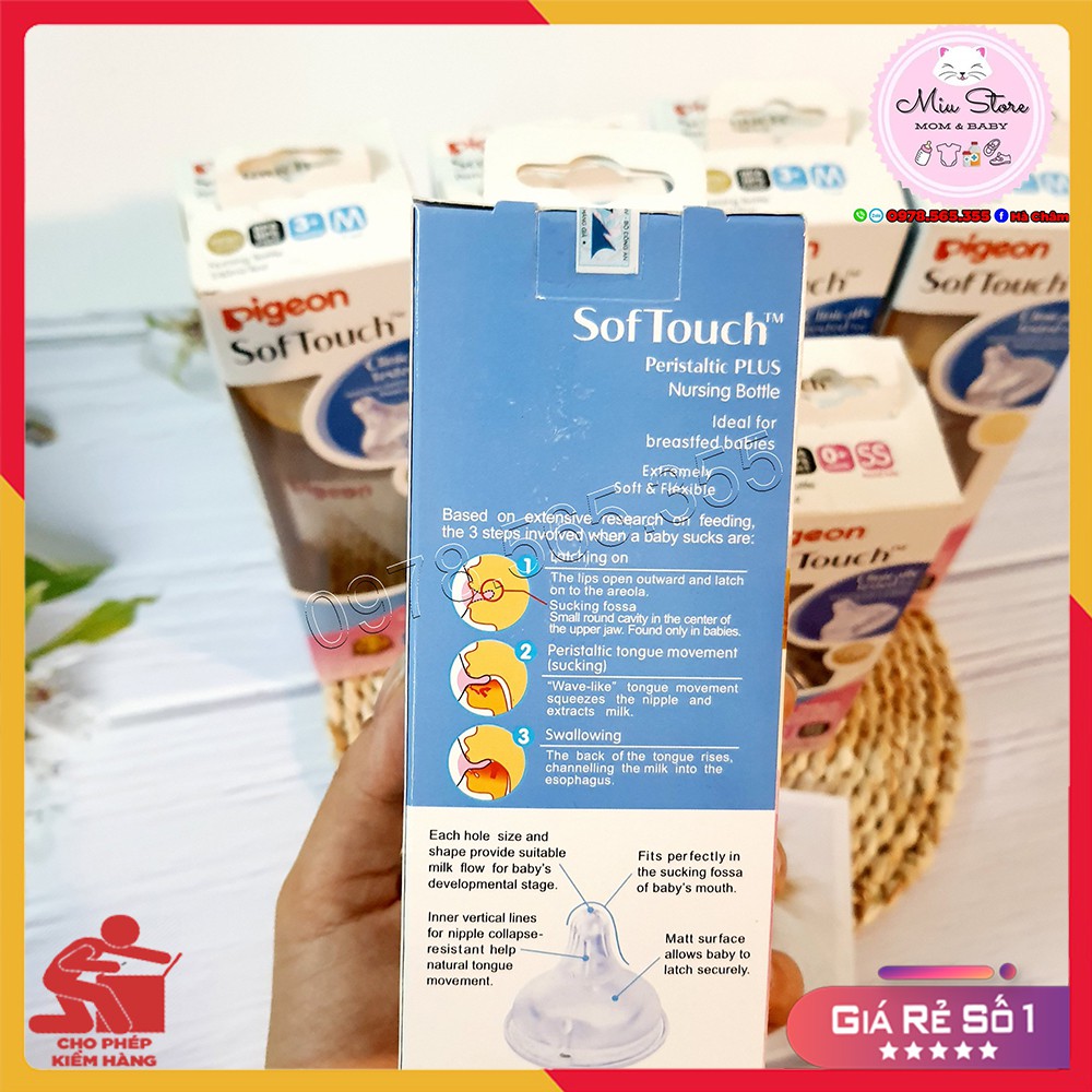 BÌNH SỮA PIGEON SOFTTOUCH 😍𝐇𝐀̀𝐍𝐆 𝐍𝐇𝐀̣̂𝐓😍160ml / 240ml - Chính hãng có tem chống hàng giả