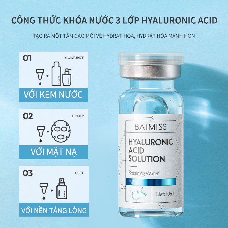 Dung Dịch Tinh Chất Gốc Axit Hyaluronic BAIMISS 10ML Dưỡng Ẩm Làm Sáng Da Mặt