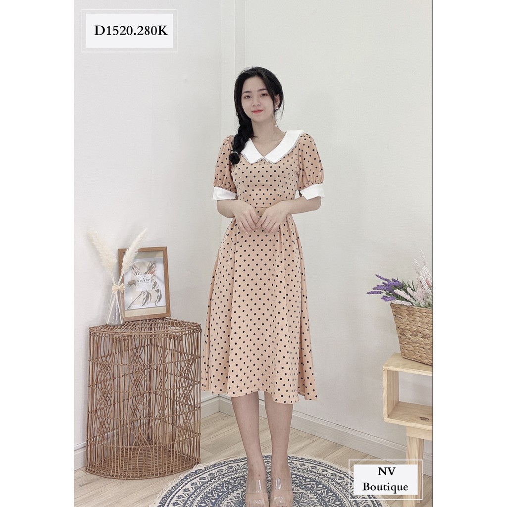 ĐẦM CHẤM BI VIỀN CỔ REN TRẮNG - NHATVY D1520 | BigBuy360 - bigbuy360.vn