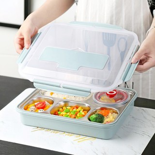 Khay cơm chia phần 5 ngăn INOX giữ nhiệt