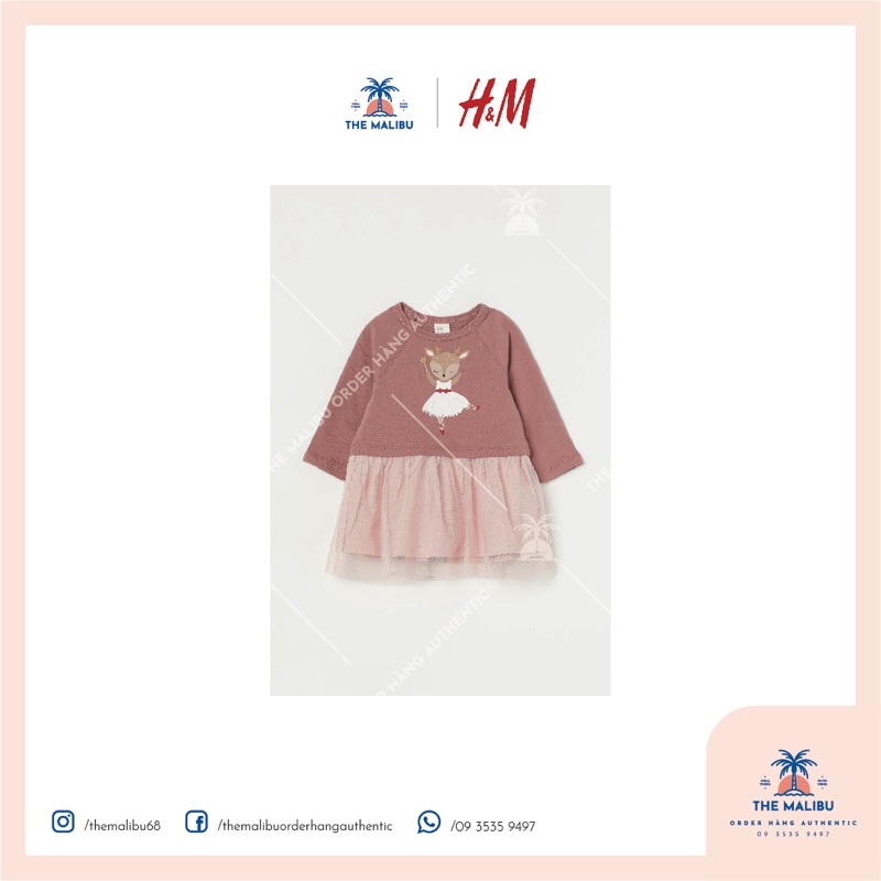 Đầm voan hồng bé gái HM sz 12-18m