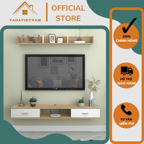 Kệ tivi treo tường phòng khách thiết kế đơn giản 2 cánh lật tiện lợi chất liệu gỗ MDF phủ melamin mã TADA-ZPTT6