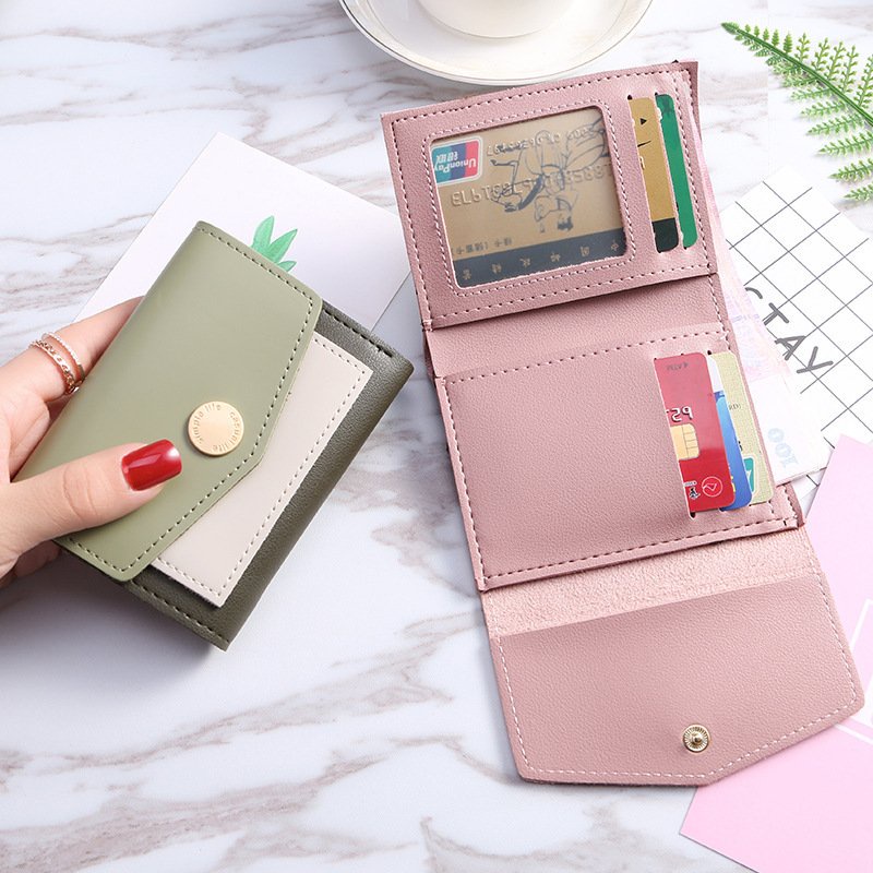 Ví nữ ngắn cầm tay gấp gọn thời trang phối màu trẻ trung nhiều ngăn tiện dụng HX164