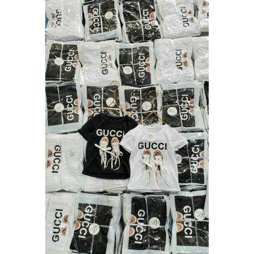 Áo cộc tay in hình đôi giày cho bé gái chất cotton tàu