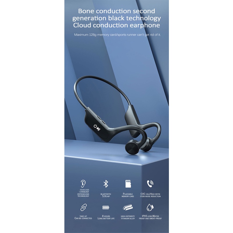 Tai nghe không dây 5.0 Truyền Âm Qua Xương Chống Nước Hỗ Trợ Thẻ Nhớ