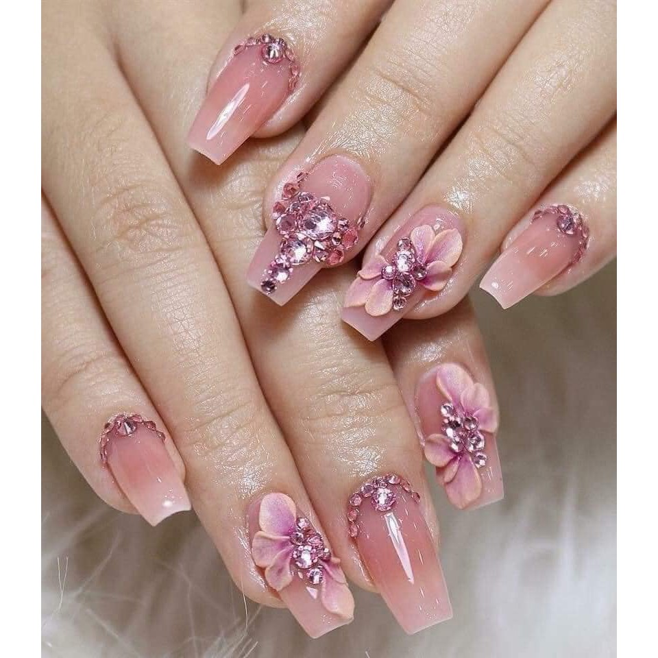 Đá chân Gel 34 mẫu, mix size, khay 12 ô, đá đính móng, nail art