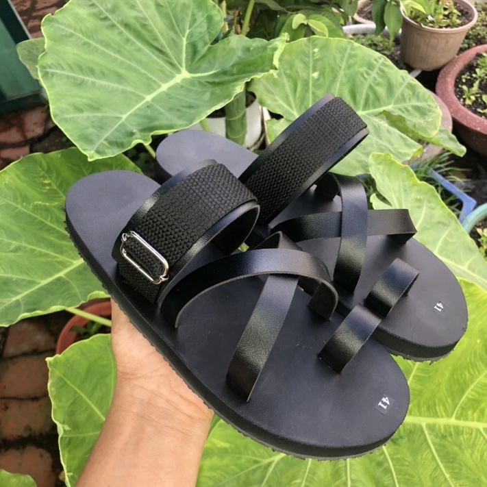 sandal đồng nai dép quai chéo đen đế đen nam và nữ size từ 35 nữ đến 44 nam