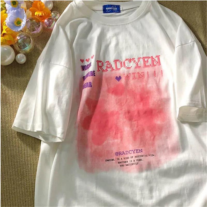 100% cotton Áo Thun Nữ Tay Ngắn In Họa Tiết Graffiti Phong Cách Hàn Quốc 2023