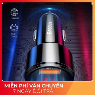 Tẩu củ sạc nhanh đa năng dành cho xe hơi / xe ô tô 2 cổng USB hiệu Baseus Dual-USB (45W-6A, QC 3.0/4.0) - Chính hãng