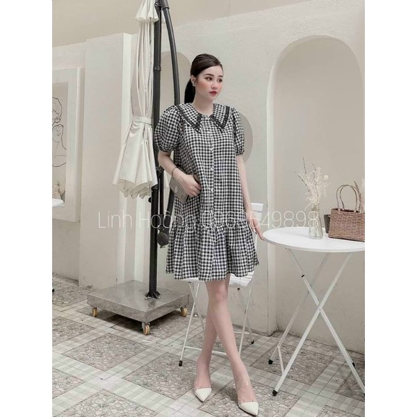 Đầm đuôi cá caro cổ sen