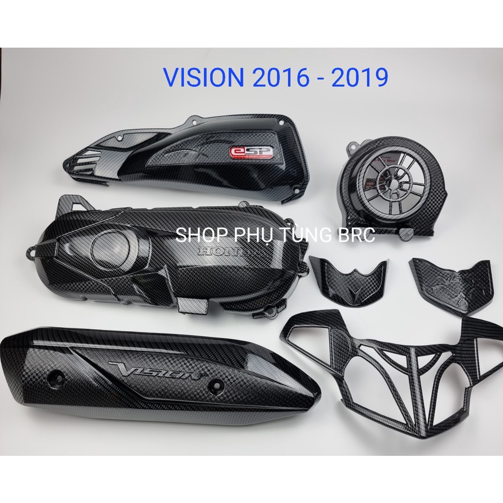 Combo 7 món ốp phủ cacbon trang trí xe VISION 2014 - 2019