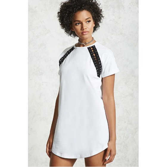Đầm thun nữ VNXK F21 form suông, màu trắng, chuẩn xuất dư DXK001 | Shopee