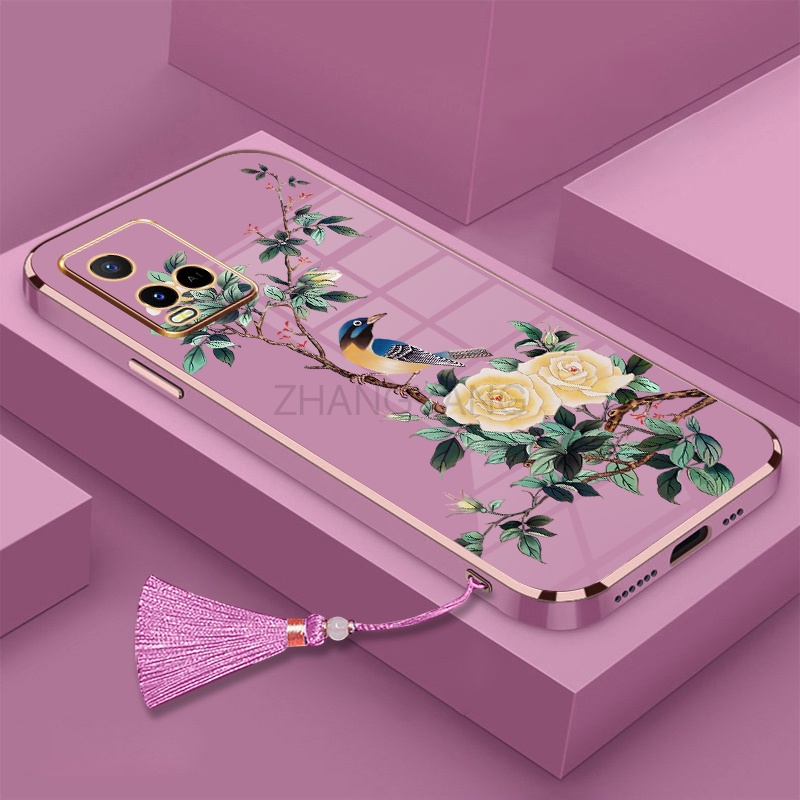 Vỏ Bao Da Điện Thoại Họa Tiết Hoa Và Chim Cho vivo y21 y21s y21a y21t y33s y51