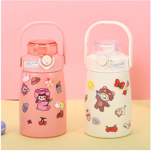 [TẶNG KÈM STIKER] Bình Giữ Nhiệt Bụng To cute Bình Đựng Nước Inox304 Bụng Bự Dung Tích 800ML.