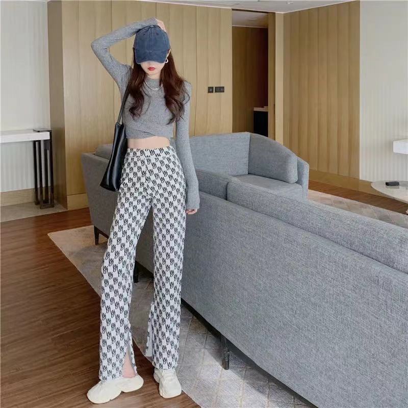 quần ống rộng Xẻ Tà In Chữ Phong Cách Hàn Quốc | BigBuy360 - bigbuy360.vn