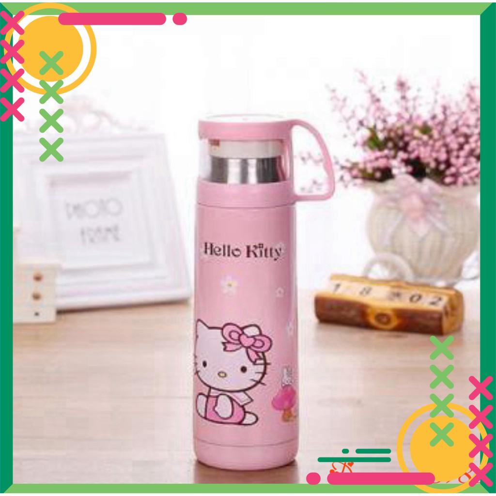 [FREE SHIP] Bình giữ nhiệt Cho Bé hình helokitty, doremon 500ml kèm ca