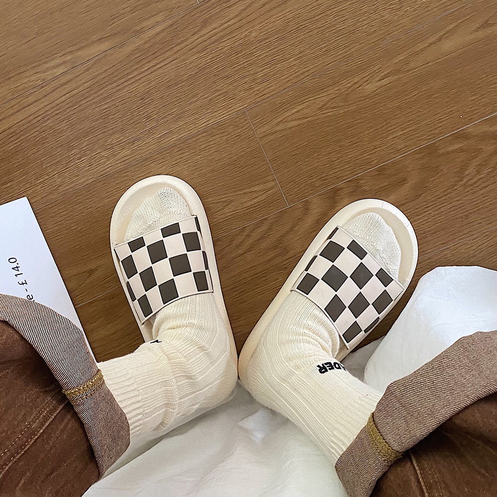 Dép bánh mì nữ cute GIAYHIPP đế dày quai caro thời trang chất đẹp mẫu Hot kiểu hàn quốc cực dễ thương.