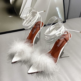 Giày cao gót hàng Quảng Châu quai gắn quả bông dễ thương