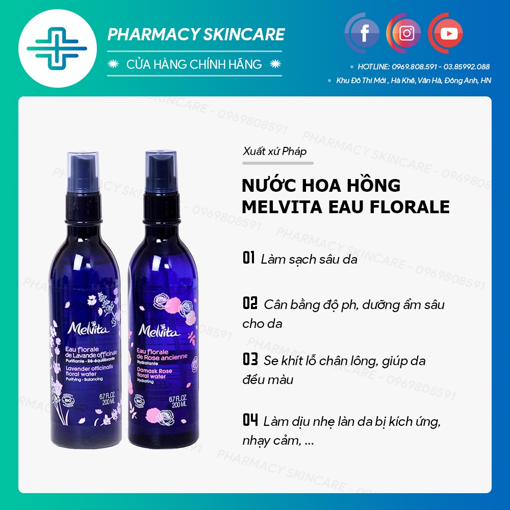 Nước hoa hồng Melvita Eau Florale
