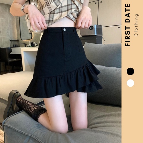 Chân váy chữ A chân váy 2 tầng đuôi cá FIRST DATE cạp cao phong cách Hàn Quốc