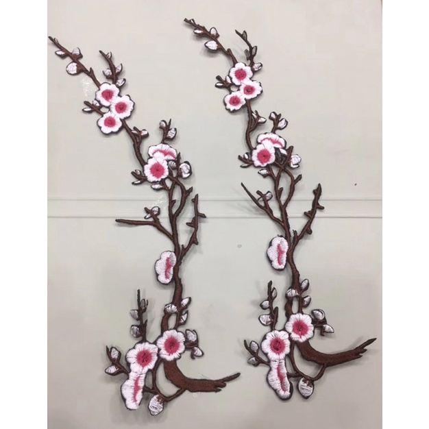 Ren thêu hoa đào dán lên áo sơ mi đầm dạ hội cặp túi xách kích thước 35cm